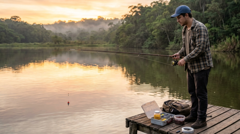 dicas de pesca para iniciantes em pesqueiro com equipamento básico